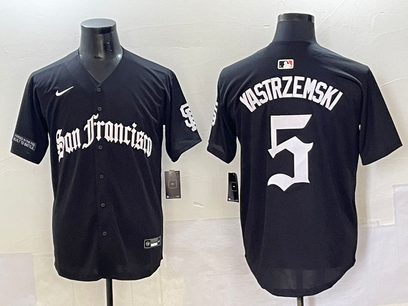 Men 2025 San Francisco Giants #5 Yastrezemski Black Five generations Joint Name Nike MLB Jersey->san francisco giants->MLB Jersey